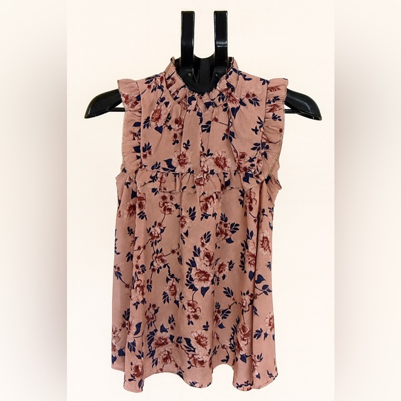 Kate Spade Prairie Rose Flutter Top Blouse XS Pink Floral Ruffle EUC - Picture 1 of 9
